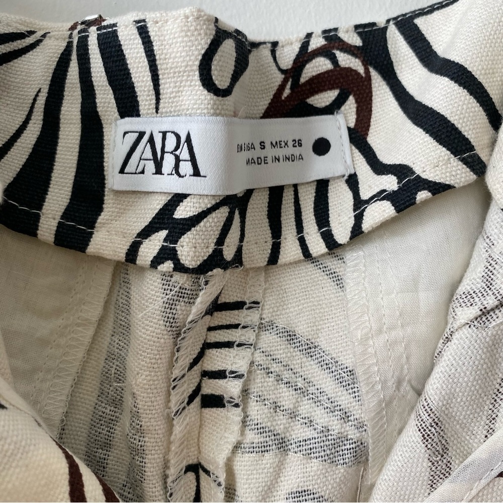 Zara High Waist 28 Ecru Print 100% Cotton Jewel Embroidered Shorts Small - Picture 4 of 16